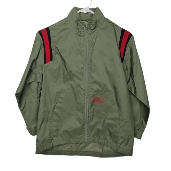 Vintage NIKE Army Green Lightweight Nylon Windbreaker Jacket Kids Size 10